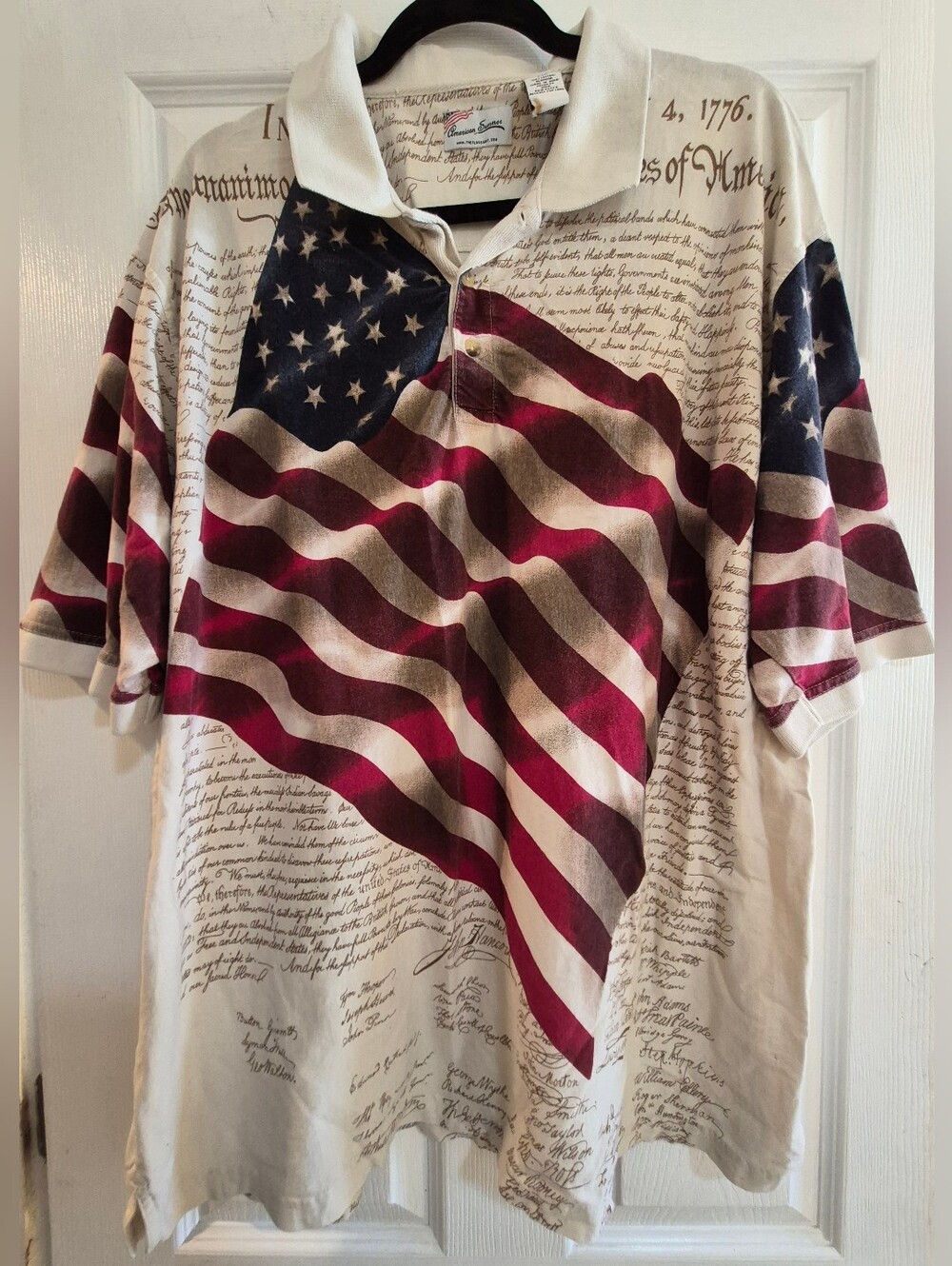 American Summer Constitution Polo Shirt Men's Size XXL Patriotic Flag